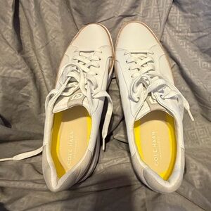 Cole Haan Ivory Lace-Up Leather Sneakers